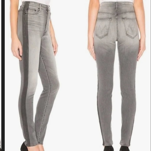 NWT Mother The Swooner in Supermoon Stripe women’s jeans 28 / grey - Picture 2 of 16
